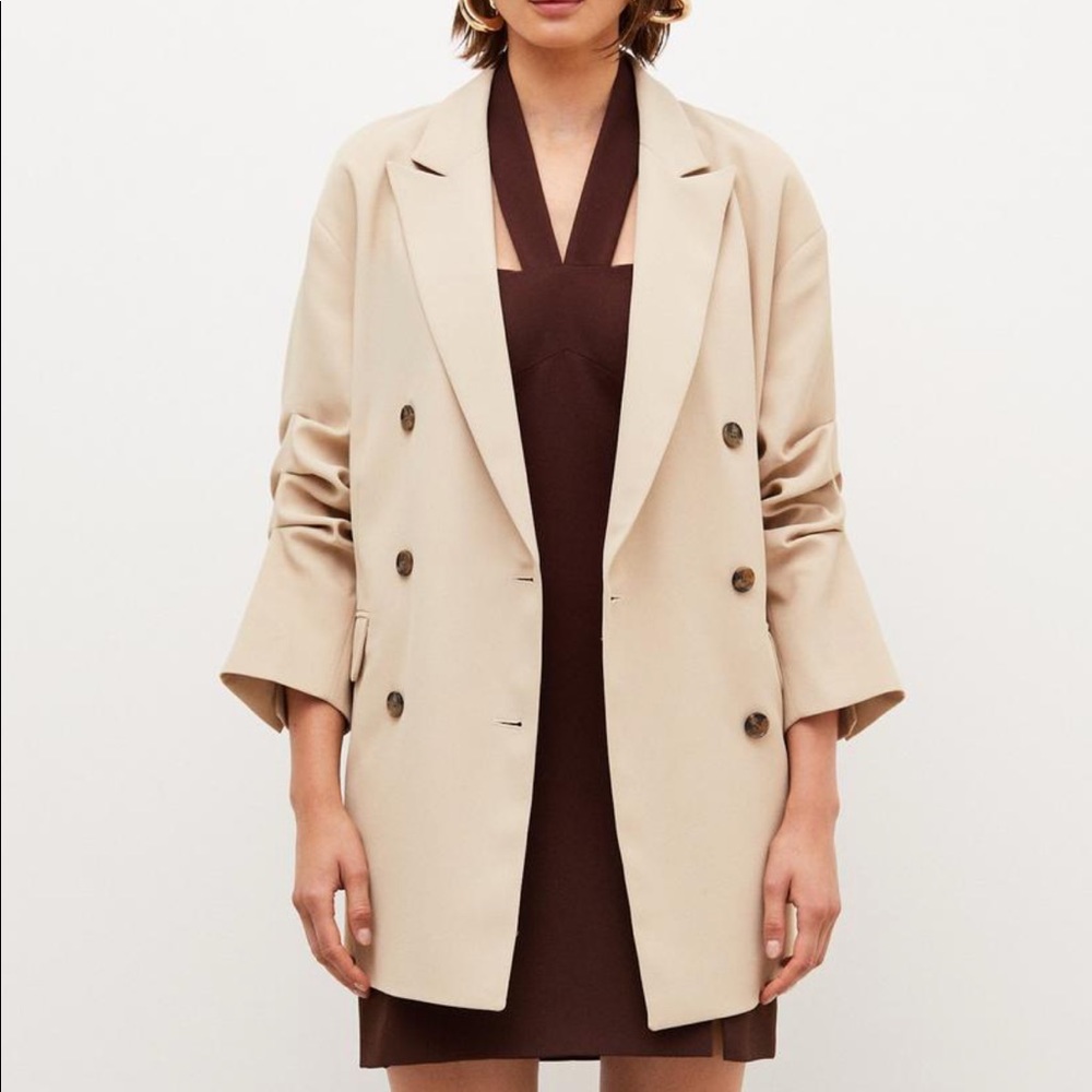 Karen Millen Ruched Sleeve Double Breasted Jacket